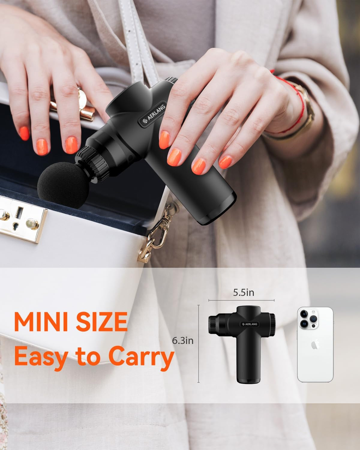 Massage Gun, Massage Gun Deep Tissue, with 10 Speed Levels, Type-C Charging, Portable Handheld Muscle Massager, Home and Office Use, Ideal Gifts for Men