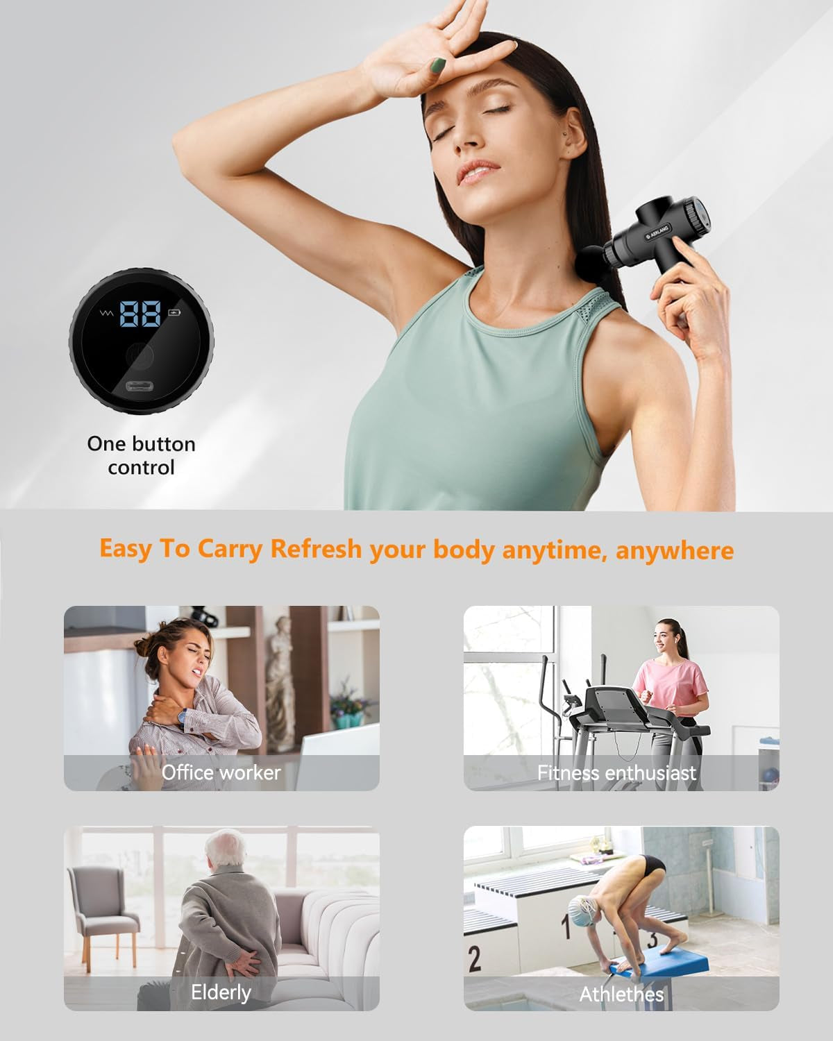 Massage Gun, Massage Gun Deep Tissue, with 10 Speed Levels, Type-C Charging, Portable Handheld Muscle Massager, Home and Office Use, Ideal Gifts for Men